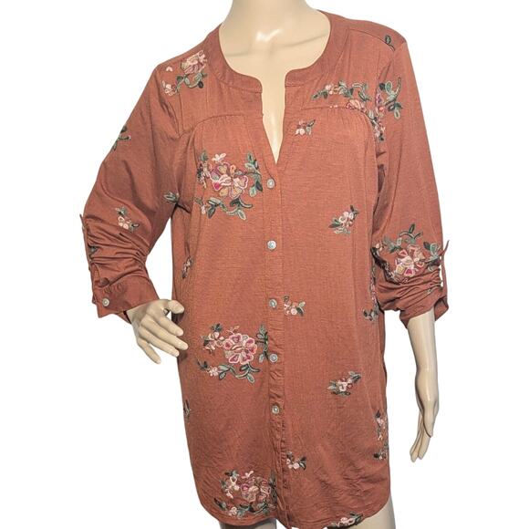 Anthropologie Fig And Flower Women's Size 1X Top Embroidered Boho - Picture 1 of 8
